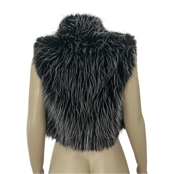 bebe Black and Gray Faux Fur Vest - Picture 4 of 4